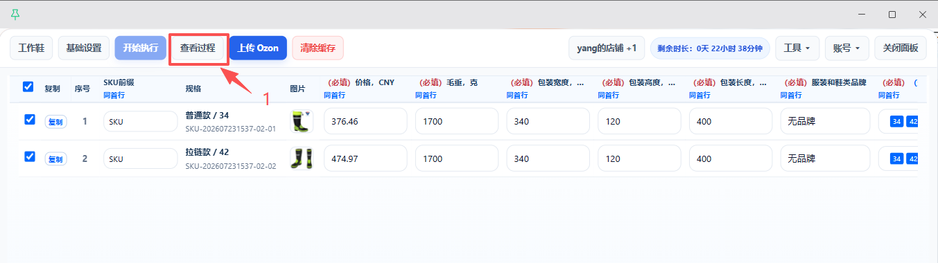插件面板顶部的“查看过程”按钮